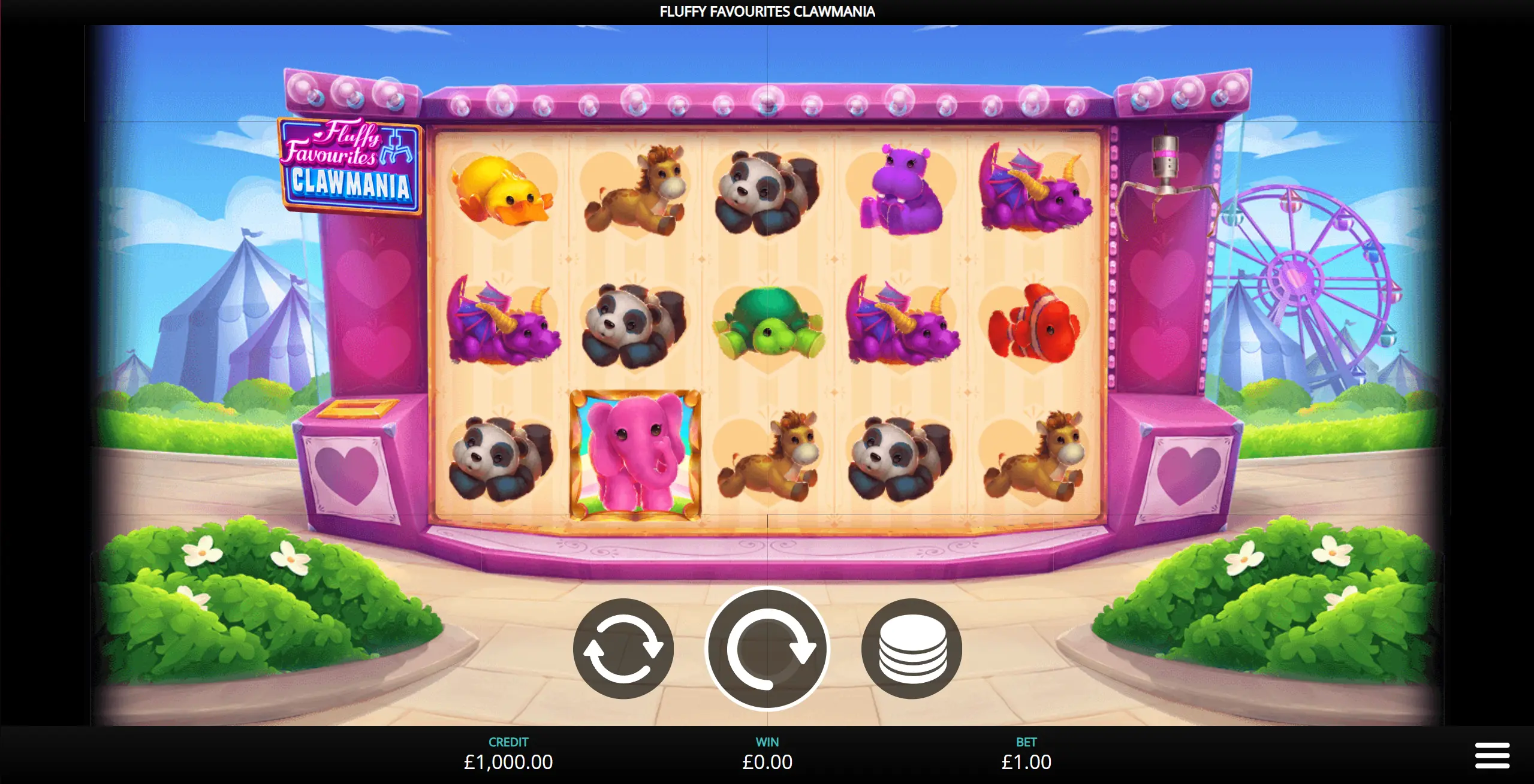 Fluffy Favourites Clawmania slot reels