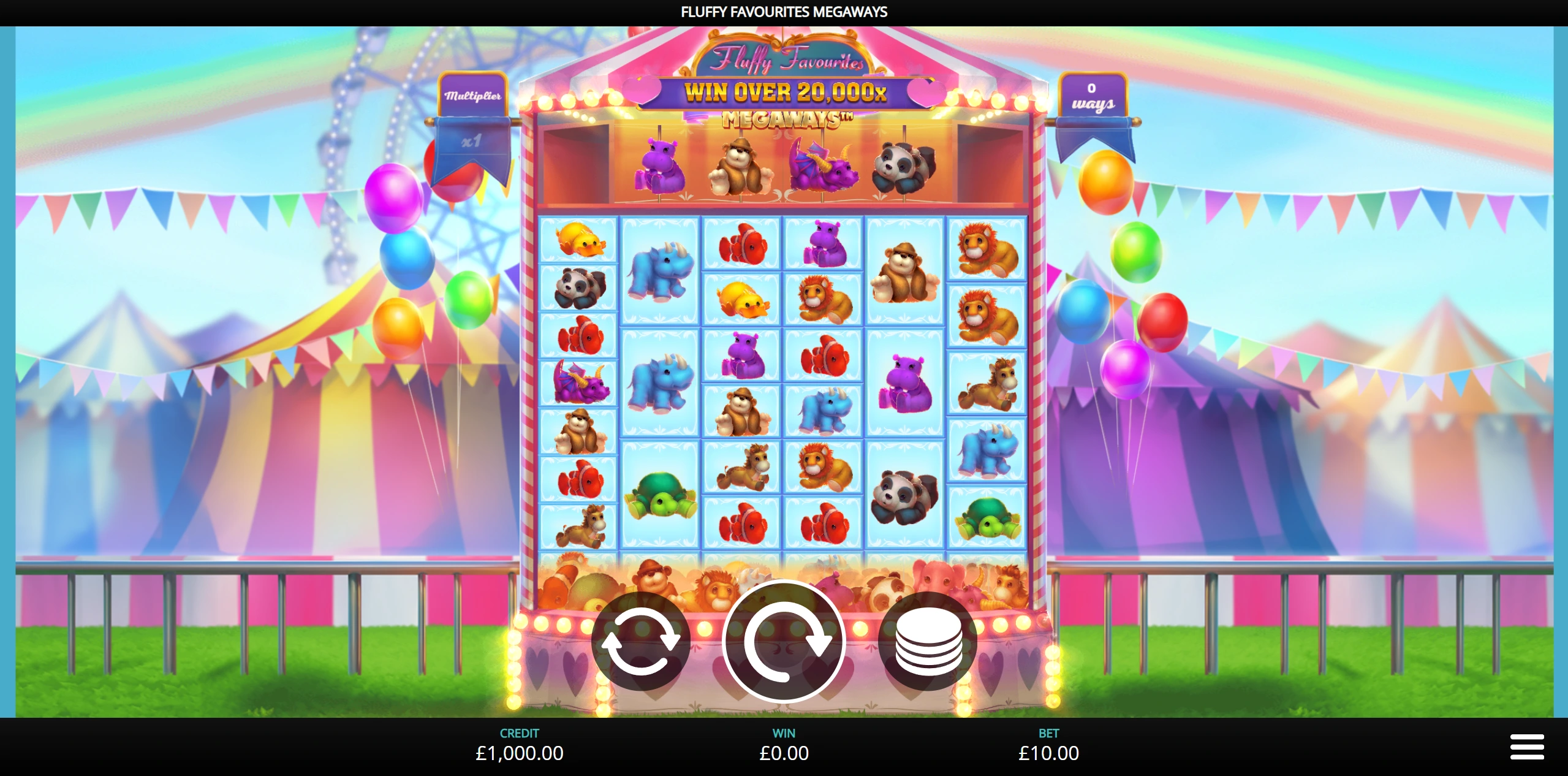 Fluffy Favourites Megaways slot reels
